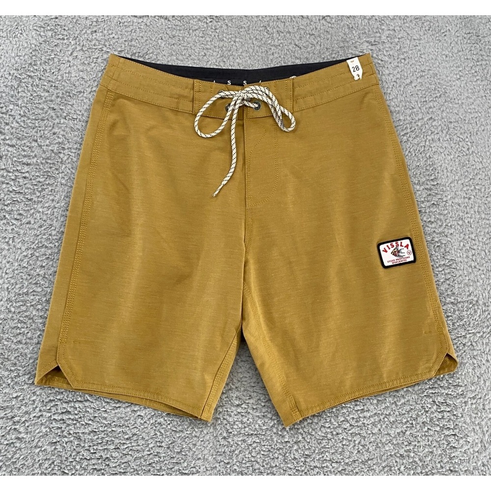 Vissla Board Shorts Mens 28 Upcycled Coconut Outdoor 8 Inch Swim Beach Mustard